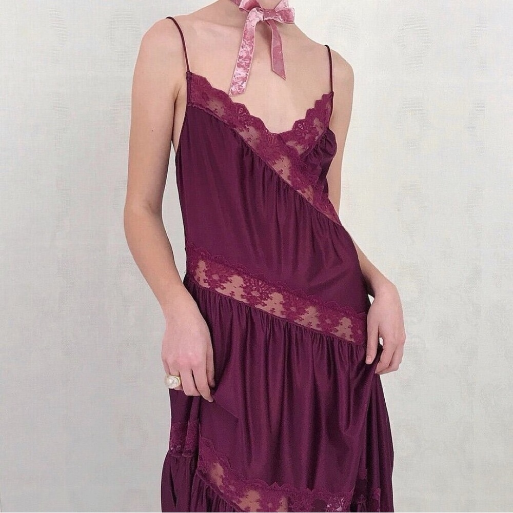 80s Romantic Mulberry Lounge Slip Dress